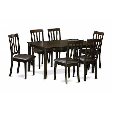 East West Furniture 7 Piece Dining Table Set For 6-Dining Room Table and 6 Dining Chairs CAAN7-CAP-LC